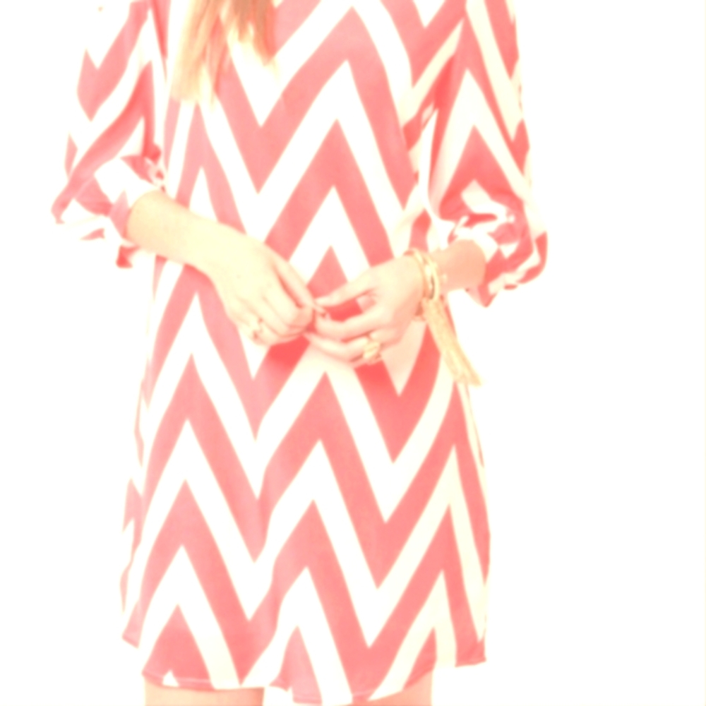 Pink Chevron Print Dress. Small.